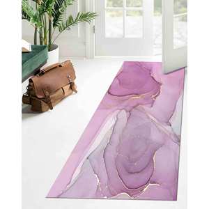 Alfombra de Mármol Rosa: Detalles en Dorado, Alfombra Contemporánea Antideslizante, con Pelo Suave - Product Image 4