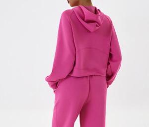 Jersey de Yoga transpirable informal para mujer, Sudadera con capucha, entrenamiento deportivo, Top para correr con ajuste holgado, bolsillo estampado para otoño e invierno, longitud corta - Product Image 6