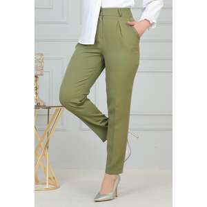 Pantalon décontracté coréen pour femme à double boutonnage, respirant, avec technique froissée, idéal pour le bureau, couleur délavée - Product Image 6