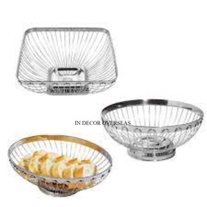 New Arrival High Grade Gold Plated Premium Metal Wire Made 2 Tier Fruit & <b>Bread</b> <b>Basket</b> With Wooden Stand In Impressive Price - Product Image 6