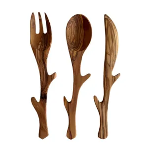 Изготовленный на заказ дизайн минималистский стиль фабричная оптовая цена столовые приборы деревянная Ложка Вилка и нож длинный набор ручек для домашней посуды