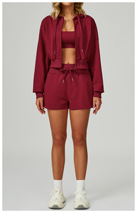 ชุดเสื้อแจ็กเก็ตมีฮู้ดสำหรับผู้หญิงชุดกีฬามีซิปรูดสำหรับวิ่งโยคะฟิตเนสปรับแต่งโลโก้ได้สำหรับฤดูใบไม้ร่วงและฤดูหนาว - Product Image 3