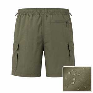 Shorts cargo en nylon tissé pour homme, séchage rapide, taille élastique, cordon de serrage, passants de ceinture, poche zippée, pour activités de plein air, voyage et randonnée - Product Image 2