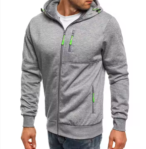 Sweat à capuche zippé 100 % coton molletonné pour homme, logo personnalisé brodé, impression numérique décontractée, couleur unie, écologique, respirant, coupe classique - Product Image 1