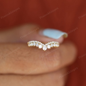 Thời Trang Mới Ban Nhạc Đám Cưới 10K Rắn Vàng Igi Chứng Nhận Phòng Thí Nghiệm Grown Kim Cương <span class=keywords><strong>Chevron</strong></span> Phù Hợp Với Ban Nhạc Bán Buôn Giá Cho Phụ Nữ Ban Nhạc - Product Image 5