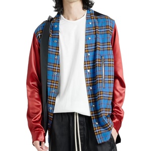 Camisa informal de gran tamaño con botones y bloque de color transpirable antiarrugas de popelina con cuello en V de nuevo diseño para hombres - Product Image 1