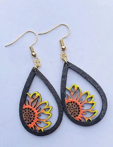 VIET FARGIMEX Boucles d'oreilles tournesol en bois printemps léger Bijoux de tous les jours Cadeaux souvenirs parfaits - Product Image 5