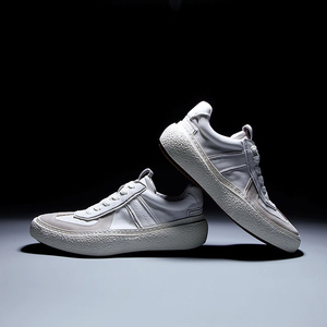 QIFON hommes rétro bas blanc en cuir véritable chaussures décontractées japonais Simple bout carré conception léger respirant Forrest - Product Image 5