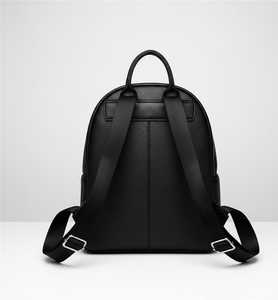 Sac à dos pour ordinateur portable en cuir véritable noir pour femmes avec fermeture à glissière Doublure en coton - Écologique Léger Sac de voyage Sac d'école - Product Image 2