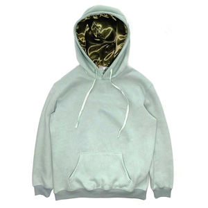 Sudadera con Capucha Unisex Verde Menta con Capucha Forrada de Satén Dorado, Sudadera de Felpa Suave, Ropa de Calle, Sudadera Personalizada Lisa para Invierno - Product Image 1