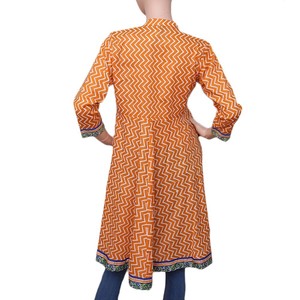 คุรตีผ้าฝ้ายพิมพ์ลายสำหรับผู้หญิง - สีส้ม - Product Image 3