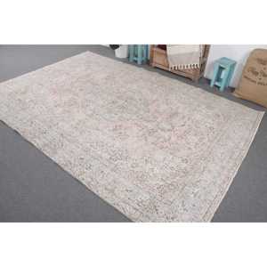 Tapis turc vintage 6,6 x 9,6 pieds, grand tapis, tapis oriental en laine rose et bleu - Product Image 2