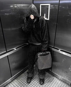 เสื้อฮู้ดดี้และเสื้อสเวตเชิ้ตผู้ชายผ้าหนาพิมพ์ลายดิจิตอลคุณภาพสูงลายเพชรเต็มตัว สไตล์สตรีทแวร์สำหรับฤดูหนาว - Product Image 2