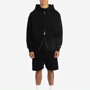 Custom <b>Mens</b> acid washed blank zip up <b>hoodie</b> <b>and</b> <b>shorts</b> <b>set</b> distressed Vintage two pieces <b>set</b> for <b>men</b> Hoodies - Product Image 2