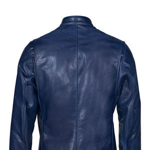 2024 Winter Fashion OEM Designs Pure Leather <b>Jacket</b> Long Sleeve Button <b>Jacket</b> Black Color <b>Men</b> Canvas Zipper Wholesale Low Prices - Product Image 6