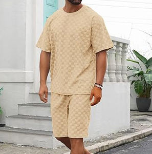 Ensemble de t-shirts et shorts en coton respirant pour hommes, chemises et shorts assortis pour un port confortable - Product Image 3