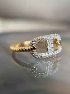 Bague à boucle en moissanite plaquée or, sertie pavé, en argent 925, cadeau pour anniversaire de mariage, fête, bijou raffiné, surprise pour elle - Product Image 3