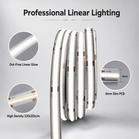 Tira de Luz LED COB Súper Brillante sin Puntos, 12V 24V CRI90+, Solución de Iluminación Lineal Flexible, PCB de 8mm, 320LEDs/m, para Estadios Deportivos, 10m