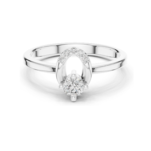 Bague en diamant de laboratoire en forme de fer à cheval 0,183 CT pour femme, diamants CVD VVS-VS EF, or 18 carats, 14 carats, 10 carats et argent 925, rose, jaune - Product Image 1