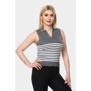 Haute qualité 220 grammes longueur régulière tricoté débardeurs blanc rayé confortable respirant V coupe décontracté expédition rapide 100% - Product Image 2