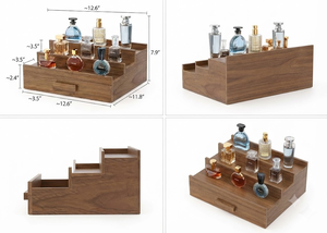 Wooden 3 Tier Storage <b>Tray</b> Rectangular Minimalist Design For <b>Perfume</b> Bottles Bedroom Neatening Organizer Standing Type - Product Image 5