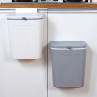 Poubelle murale à couvercle coulissant en PP, 10L, cylindrique, pour la cuisine et la salle de bain