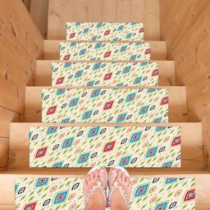 Alfombra con Patrón Geométrico, Alfombra Impresa, Alfombra de Escalera Personalizada, Estilo Boho Moderno Clásico Rojo - Product Image 2