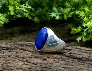 Anillo de Plata de Ley 925 con piedras preciosas de lapislázuli chapadas en rodio, joyería hecha a mano, ajuste de bisel, anillo de moda para unisex. - Product Image 3