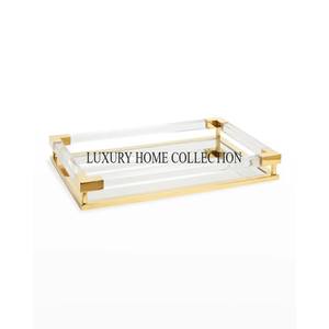 Decorative baroque-style metal glass <b>mirror</b> <b>tray</b> with handcrafted detailing designed for elegant living rooms and hotels - Product Image 6