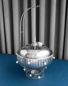 Diseño hecho a mano con aspecto de Oriente Medio, calentador de alimentos decorativo árabe, cazuelas de Buffet con soporte, calentador de ollas calientes, uso de servicio - Product Image 5