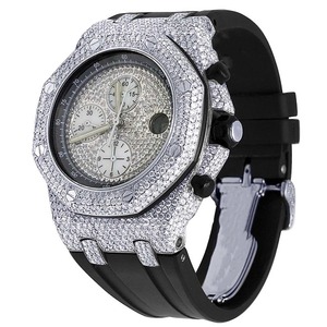 นาฬิกาเพชรหรูหราพร้อมสายซิลิโคนสีดำนาฬิกาข้อมือแฟชั่นฮิปฮอปสำหรับผู้ใหญ่ - Product Image 2