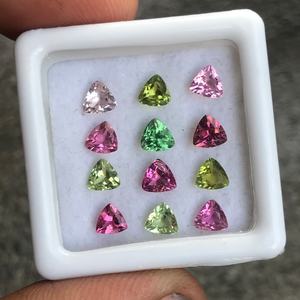 พลอยทัวร์มาลีนสีชมพูธรรมชาติทรงทริลเลียนคัท |   คุณภาพสูง |   ผลิตภัณฑ์ทำความสะอาดสูตรพิเศษ ทำด้วยมือ |   6x6 มม. 0.8-1.2 กะรัต สีรุ้ง - Product Image 3