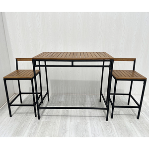 Made in Vietnam Modern Stylish 3-PCS Patio Rattan Garden Dining <b>Bar</b> <b>Set</b> Acacia Wood for Garden Furniture Courtyard Patio - Product Image 3
