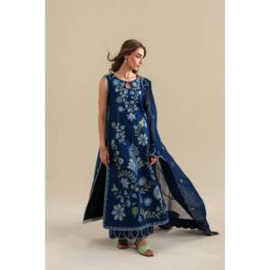 Ensemble ZAIB 3 pièces : chemise brodée, dupatta en mousseline et pantalon brodé - BIC-4917 pour le printemps/été - Product Image 1