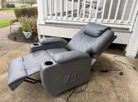 Fauteuil inclinable électrique à double moteur abordable avec télécommande, en similicuir beige, style contemporain