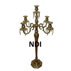 Bougeoir à 5 bras de finition nickelé au design moderne avec bougeoir décoratif fait à la main de finition personnalisé - Product Image 6