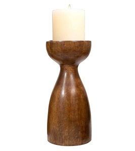 Wooden Candle Holder Antique Design Unique Handmade <b>White</b> Wash Finishing Set of 3 Decorative Lighting for Home Hotel & Office - Product Image 4