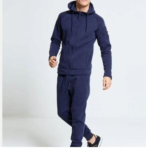 Chándales Deportivos Casuales de Alta Calidad para Hombre, de Algodón y Felpa, Color Azul Marino, en Oferta, para Correr y Hacer Ejercicio, con Cierre - Product Image 1