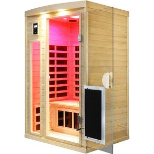 ห้องซาวน่าอินฟราเรดแบบเฮมล็อคสำหรับสองคน พร้อมไฟอ่านหนังสือและไฟสี - Product Image 4