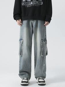 กางเกงยีนส์ทรงตรงสไตล์อเมริกัน แบรนด์ดัง ดีไซน์หลวม ระบายอากาศได้ดี มีกระเป๋าหลายช่อง เหมาะกับฤดูใบไม้ร่วง ลุคเท่ๆ สไตล์ลำลอง - Product Image 3