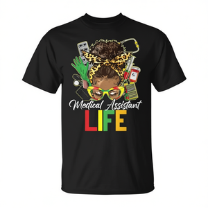 T-shirt per assistente medico con motivo Afro e motivo Mesi della Storia dell'Africa, per uso promozionale - Product Image 2