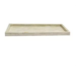 Plateau rectangulaire en pierre de travertin naturel moderne élégant organisateur de vaisselle élégant pour salle de bain toilette salon - Product Image 1