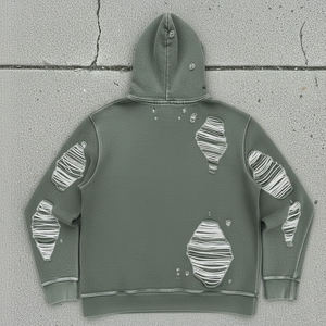 โรงงานผลิตเสื้อผ้า เสื้อฮู้ดดี้ผ้าฝ้าย 100% สไตล์วินเทจ ซันเฟด ล้างสีแบบแอซิด ปักลายตัวอักษร เสื้อฮู้ดดี้แบบดิสเทรส - Product Image 2