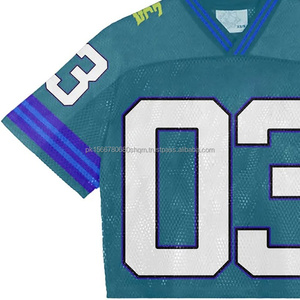 Venta al por mayor 100% poliéster sublimado recortado Retro fútbol Jersey Streetwear Oversized American Mesh Jersey fútbol Jersey - Product Image 2