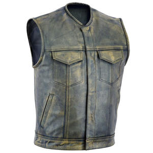 Gilet de moto respirant en cuir véritable pour hommes, col en V, fermeture à glissière, vêtements d'extérieur de style de rue, tailles personnalisées, couleurs pour l'automne - Product Image 6