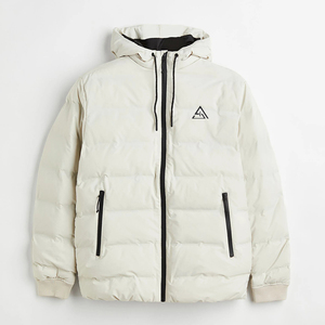 Blouson matelassé à capuche pour homme, col montant, imperméable, coupe-vent, écologique, personnalisé avec lettres - Product Image 1