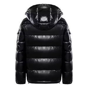 Manteaux d'hiver en duvet à bulles avec logo personnalisé pour hommes Zip uni Blouson bouffant brillant Vestes bouffant en duvet brillant pour hommes CustomOutdoor - Product Image 3