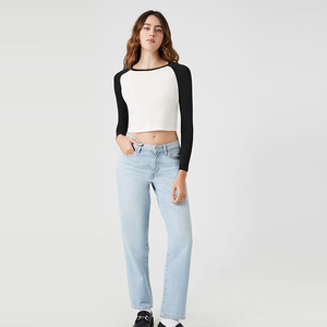 Ropa de verano 180 Gsm, diseño ajustado a la moda, cuello redondo, mangas completas, diseño corto de alta calidad, camisas de manga larga para mujer - Product Image 5