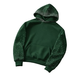 Sweat à capuche en molleton surdimensionné avec strass de luxe, personnalisé, décontracté, à capuche, 100% coton, sweat à capuche d'hiver pour hommes - Product Image 1