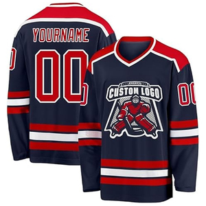 2025 diseño personalizado de secado rápido para hombres de manga larga conjunto de Jersey de hockey sobre hielo transpirable sublimado Teamwear OEM estilo del fabricante - Product Image 1